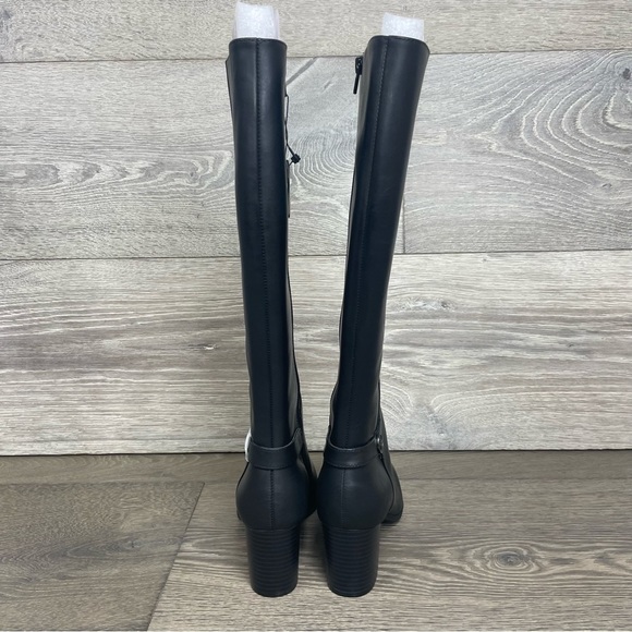 Giani Bernini Adonnys Leather Zipper Memory-Foam Wide-Calf  Black Riding Boots - Picture 8 of 15